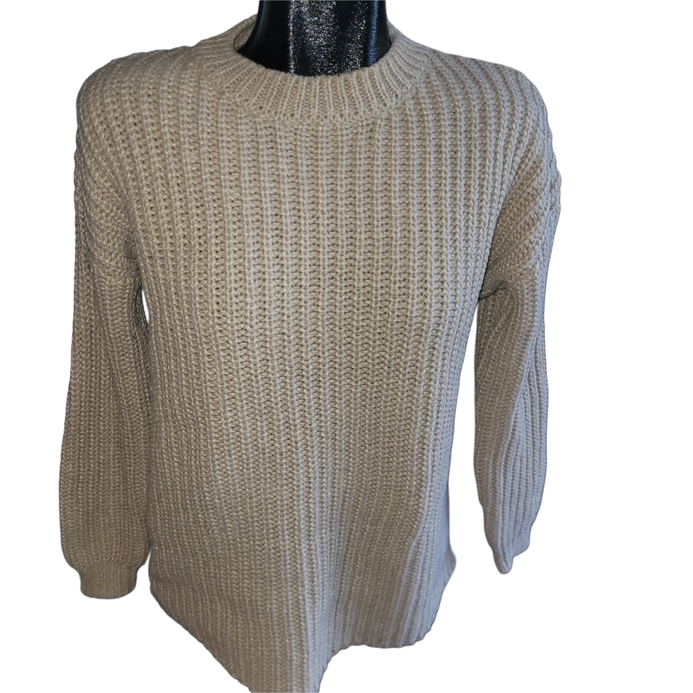 Lauren Taylor Beige Crew Neck Knit Sweater S